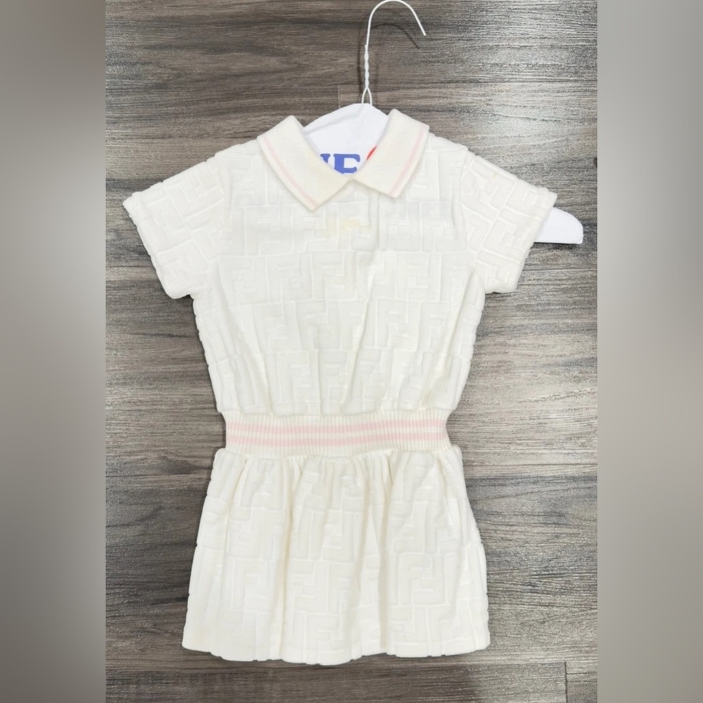 Fendi Vintage White Pink Tennis Dress Designer Baby Toddler